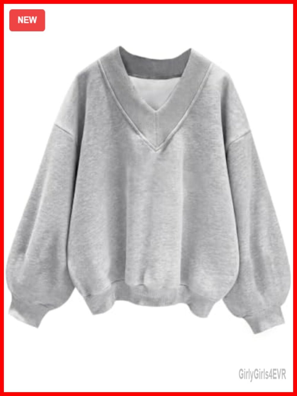 Oversized V Neck Fleece Sweatshirt Women Loose Fit Cotton Blend
